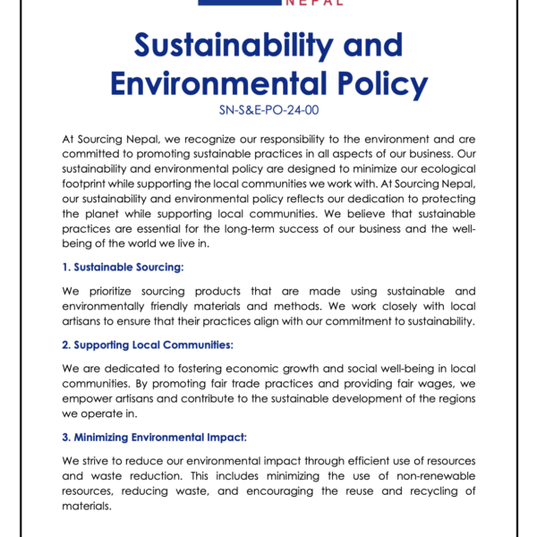 Sustainability and Environmental Policy Sourcing Nepal