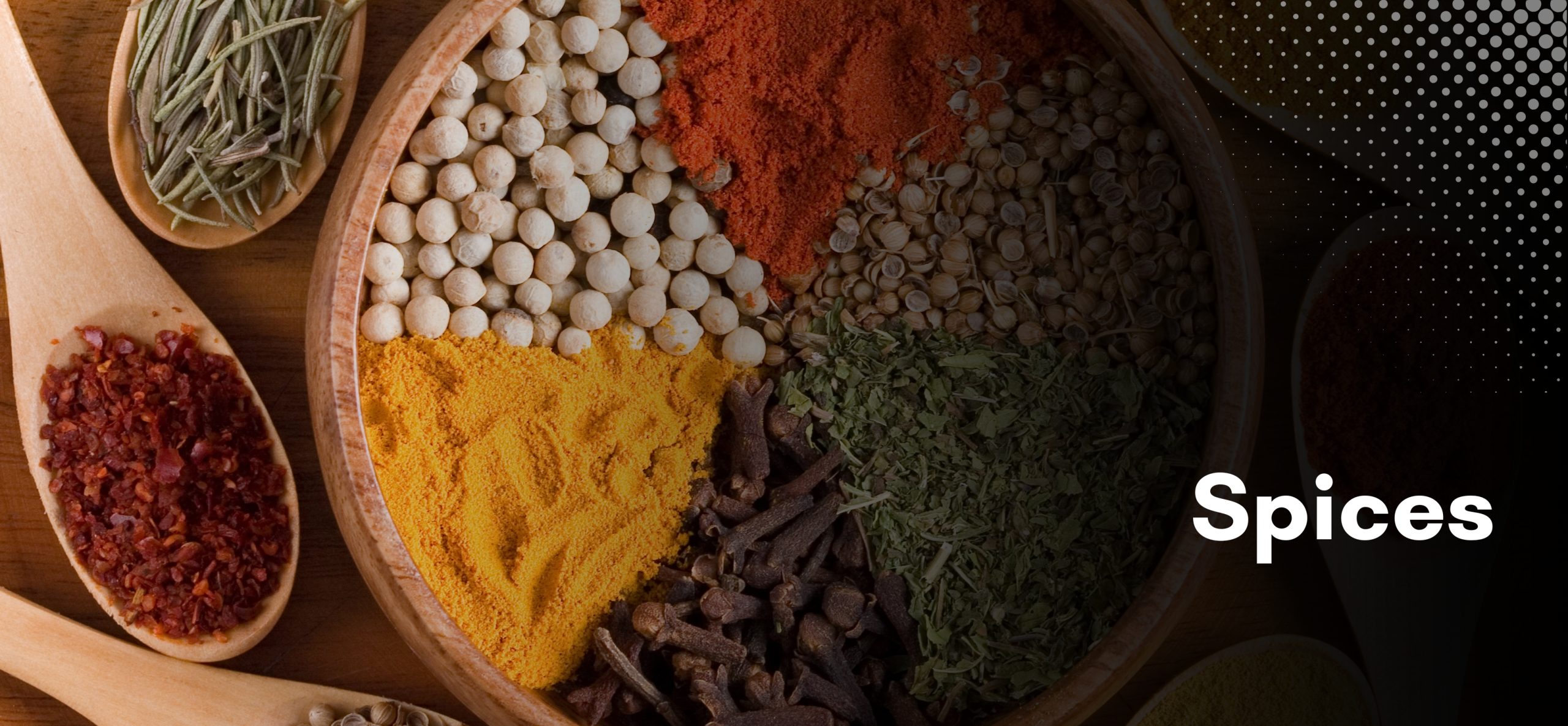 Assorted Nepali spice blends (masala) in export-ready packaging displayed on a rustic background