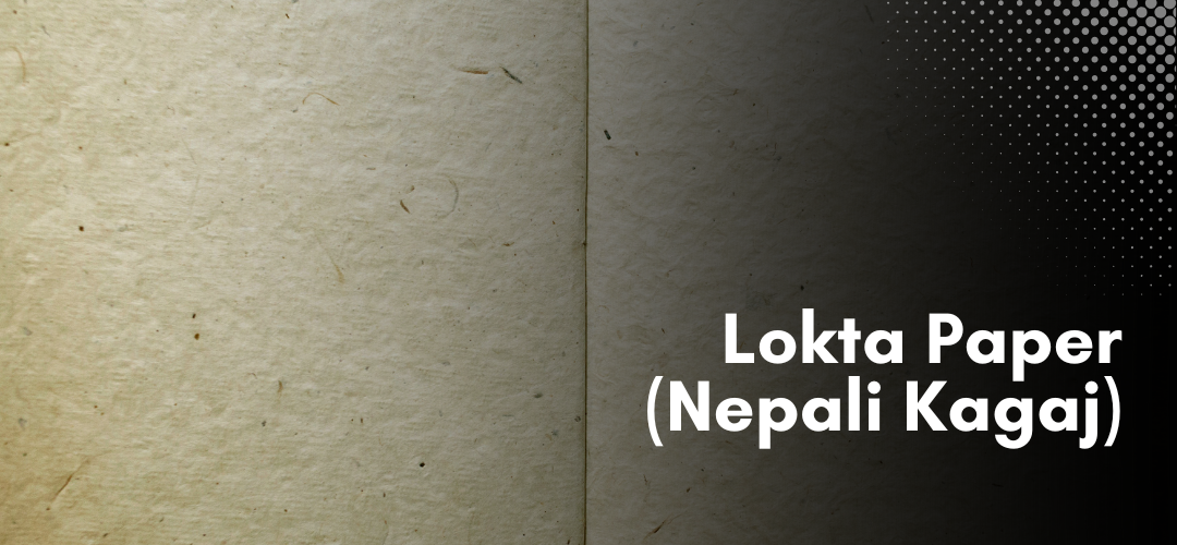 Stack of colorful handmade Lokta paper sheets sourced from Nepal