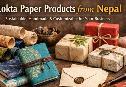 Handmade Lokta paper products from Nepal including journals, gift boxes, envelopes, and eco-friendly stationery for global buyers
