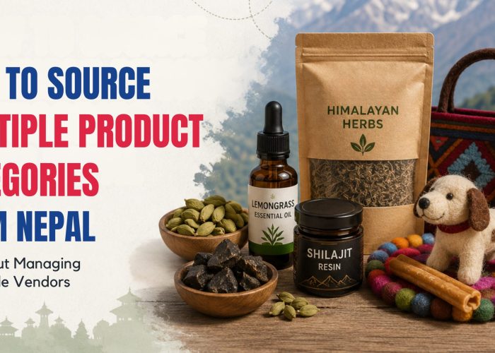 Sourcing from Nepal by consolidating herbs, handicrafts, essential oils, and dog chews into one export shipment